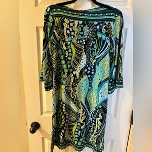 Cocomo Green and Blue Patterned Midi Dress Medium